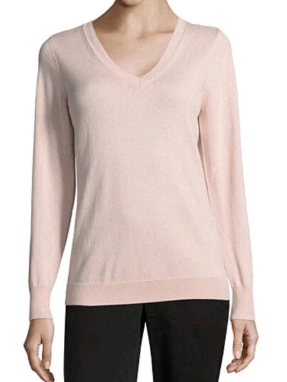 Worthington Women's V‑Neck Sweater in Light Pink - XL